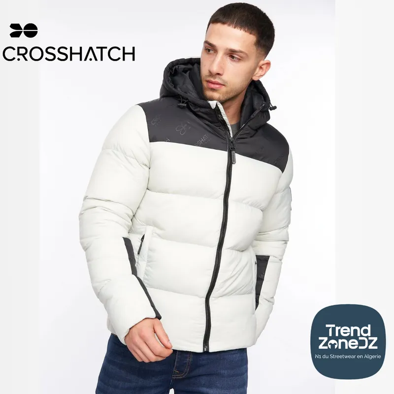 DOUDOUNE : Crosshatch Veste Matelassée Chemerley Noir et blanc