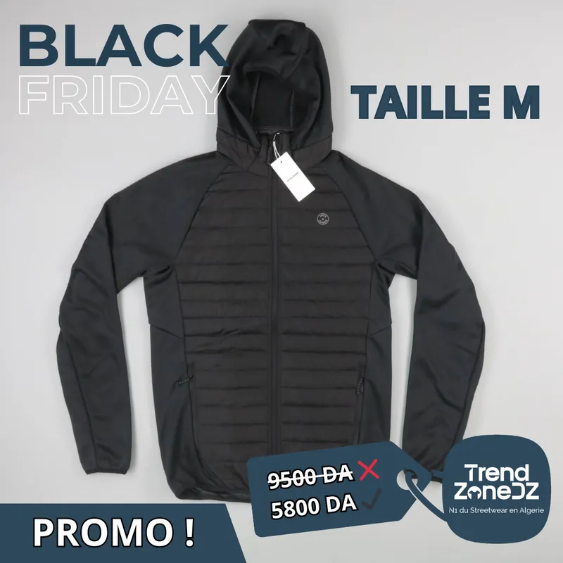 Jack & Jones : Veste Zippée Capuche Multi Quilted Noir